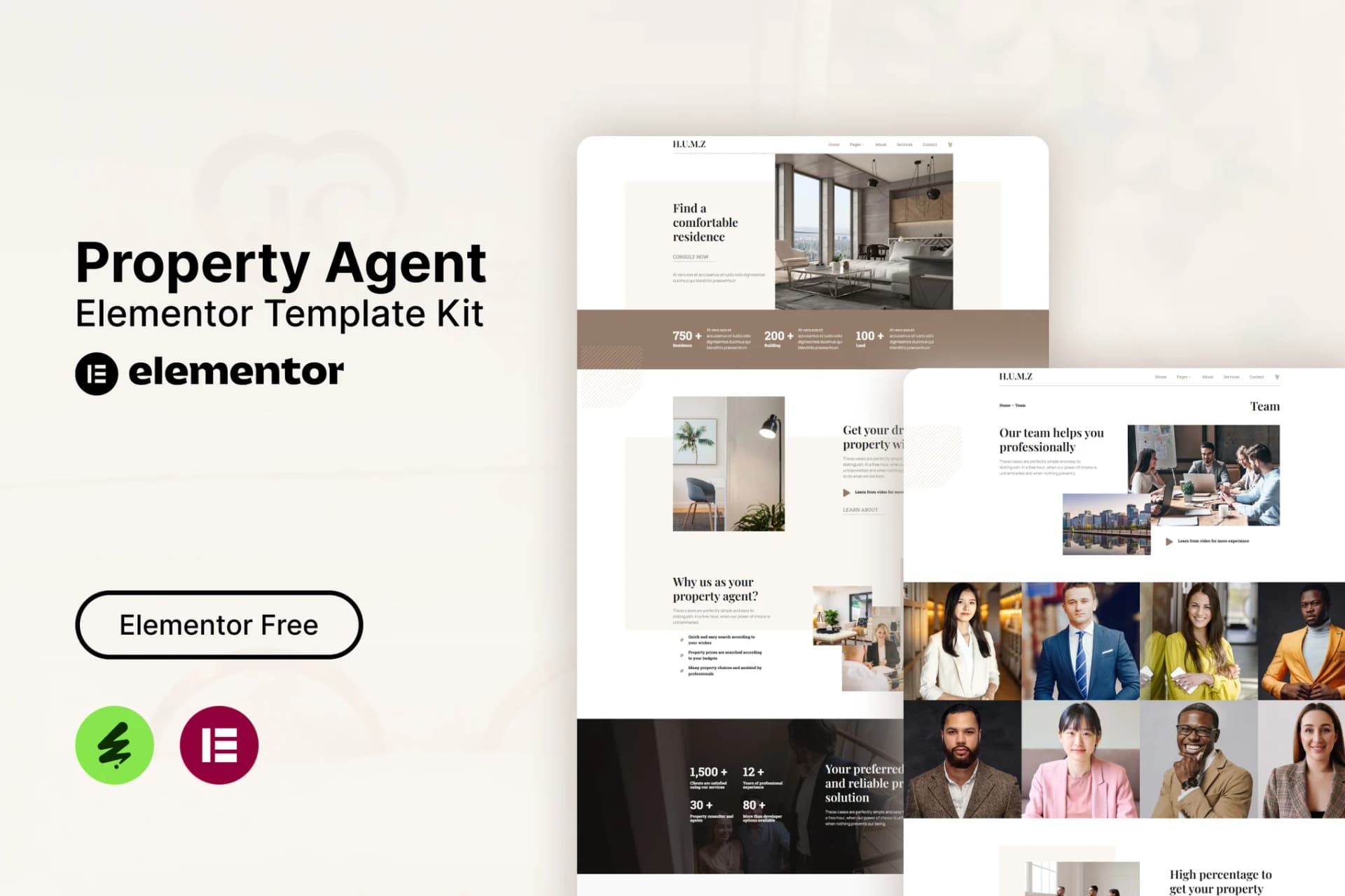 Humz - Property Agent مجموعة قوالب Elementor