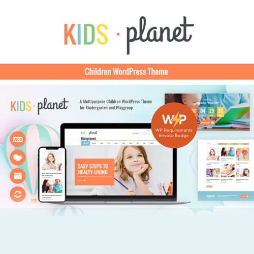 Kids Planet - A متعدد الأغراض Children قالب ووردبريس for Kindergarten and Playgroup