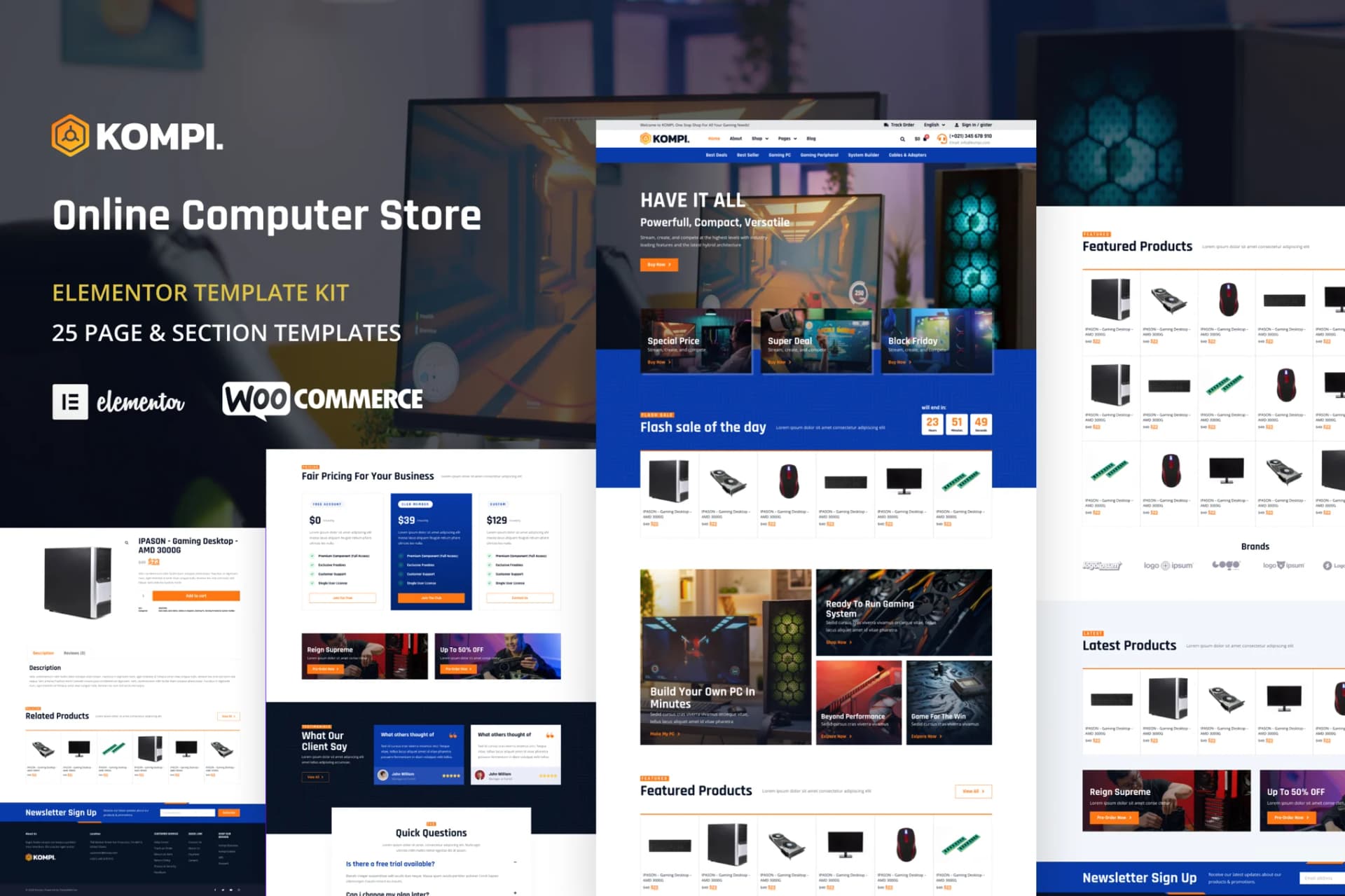 Kompi - Computer متجر WordPress مجموعة قوالب Elementor 