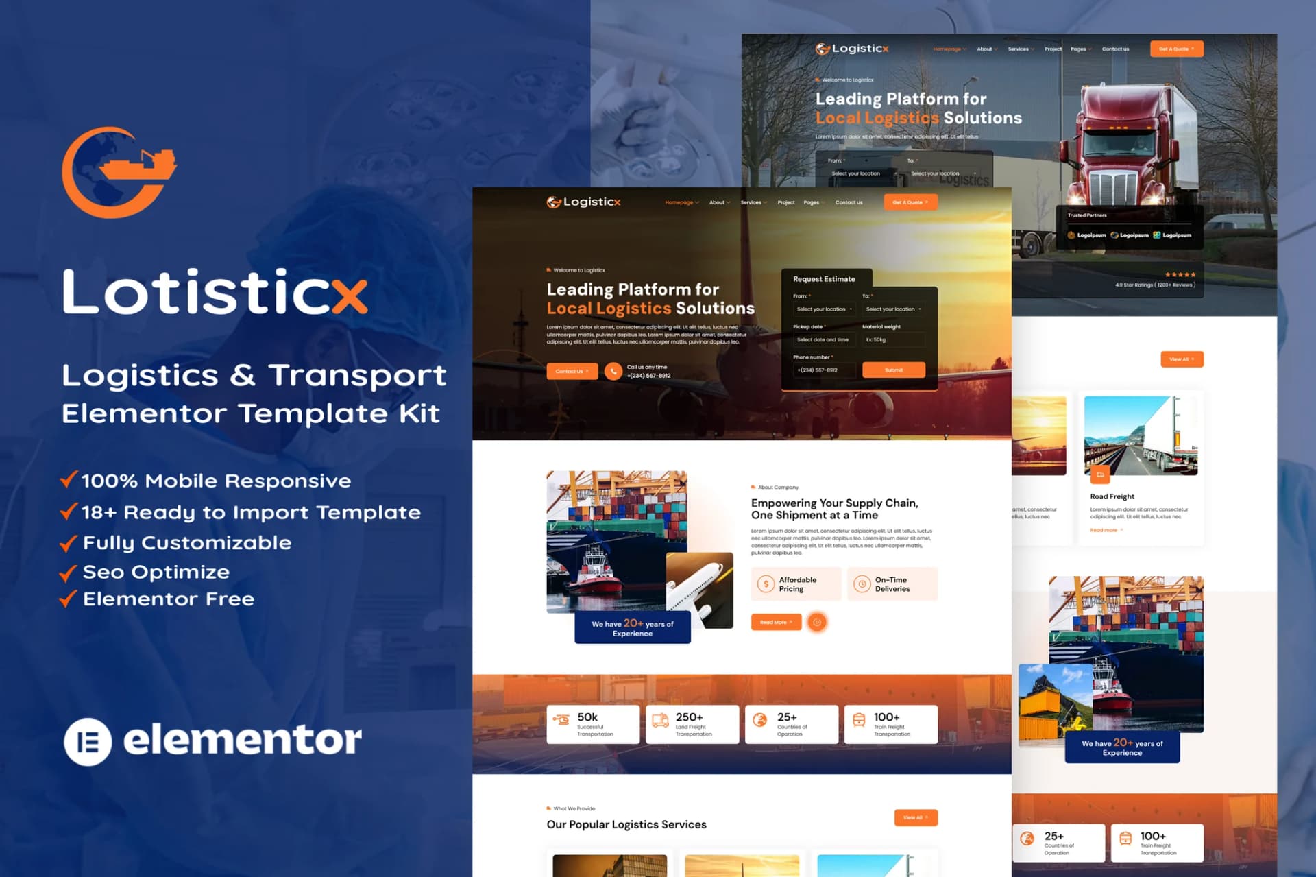 Logisticx - Logistics & Transportation Elementor Şablon Kiti 