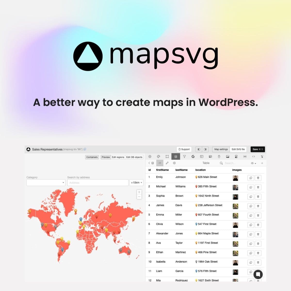 Screenshot of MapSVG interface