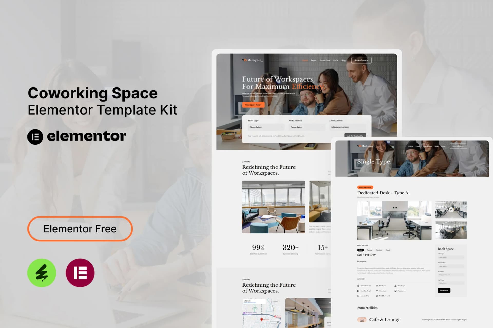 Mashspace - Coworking سباce مجموعة قوالب Elementor
