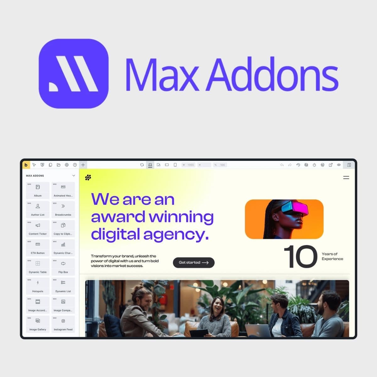 Screenshot of Max Addons Pro for Bricks interface