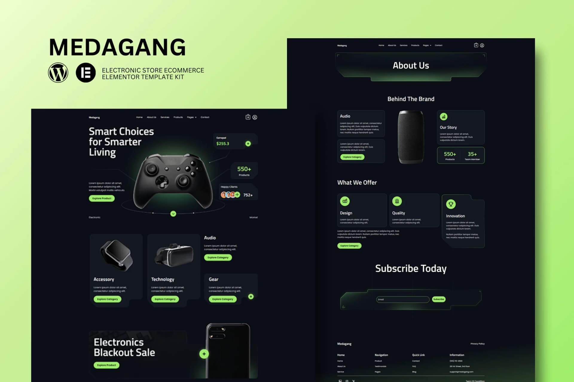 Medagang - E-Commerce 전자제품 스토어 Elementor 템플릿 키트 