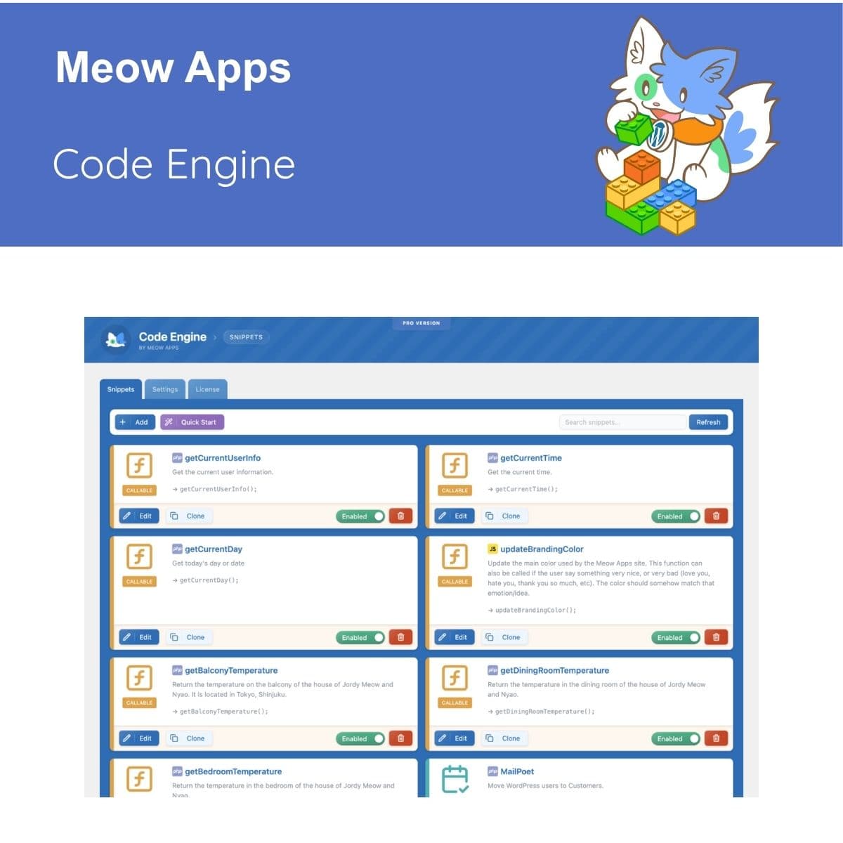 Screenshot of Meow Apps Code Engine Pro interface
