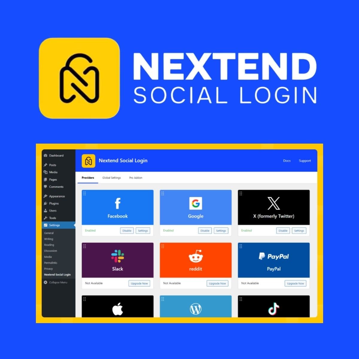 Screenshot of Nextend Social Login Pro interface