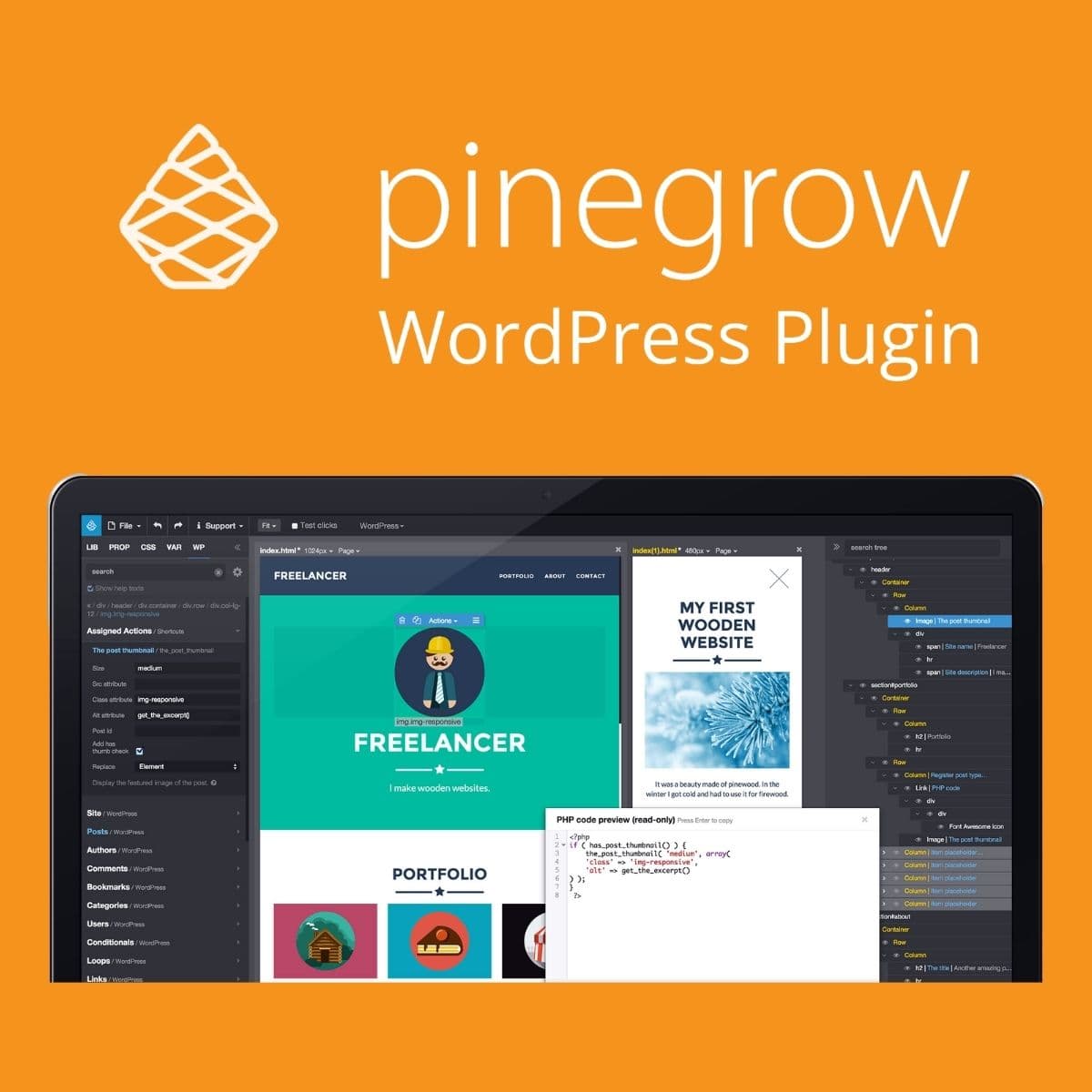Screenshot of Pinegrow Pro interface