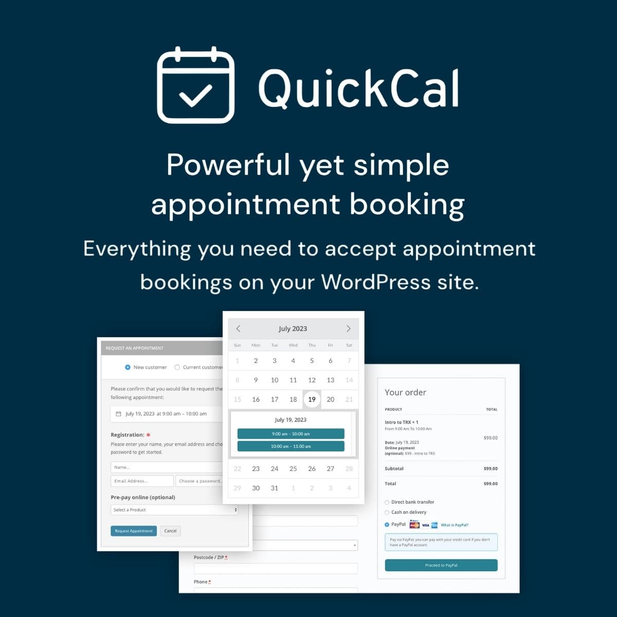 Screenshot of QuickCal interface