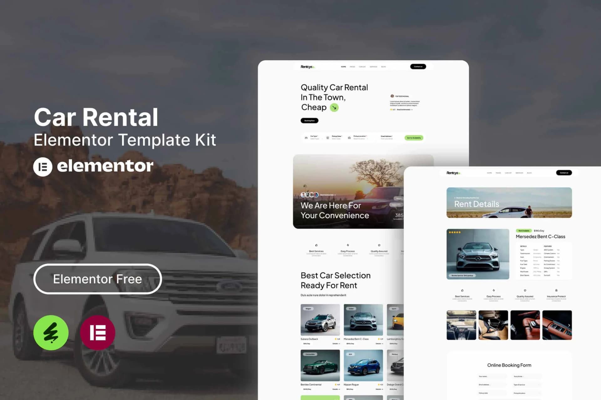 Rentcys - Car Rental Набір шаблонів Elementor