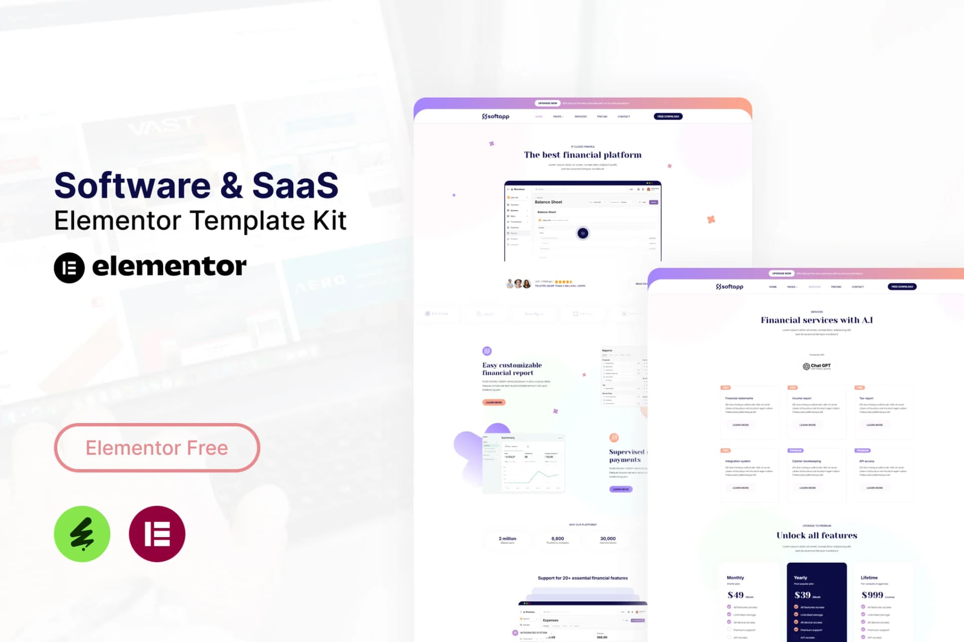 Softapp - Software & SaaS Elementor Template Kit