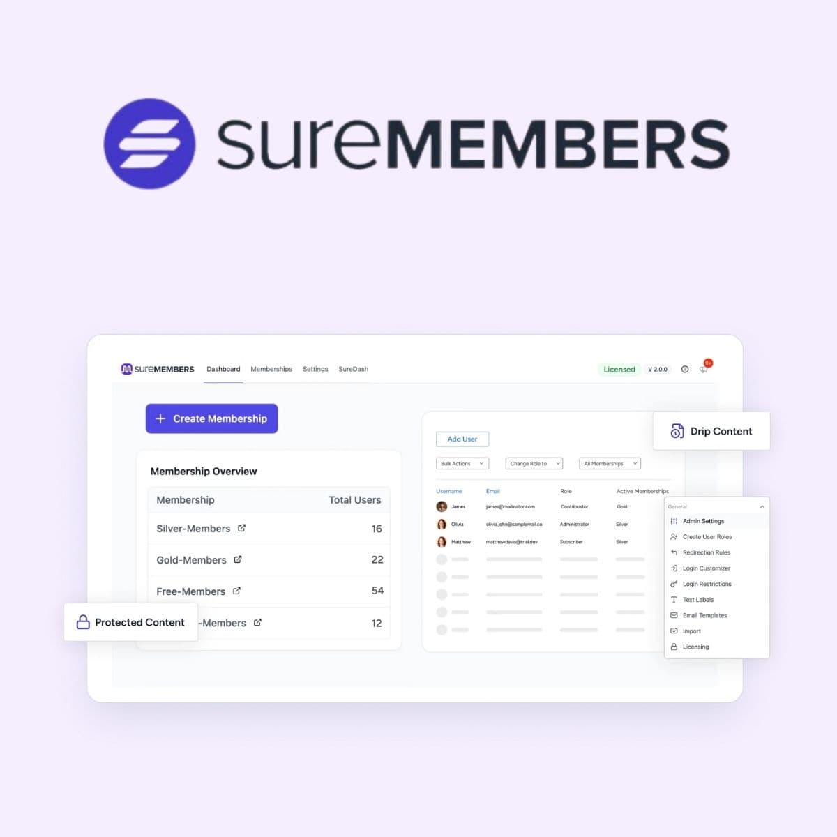 Screenshot of SureMembers interface