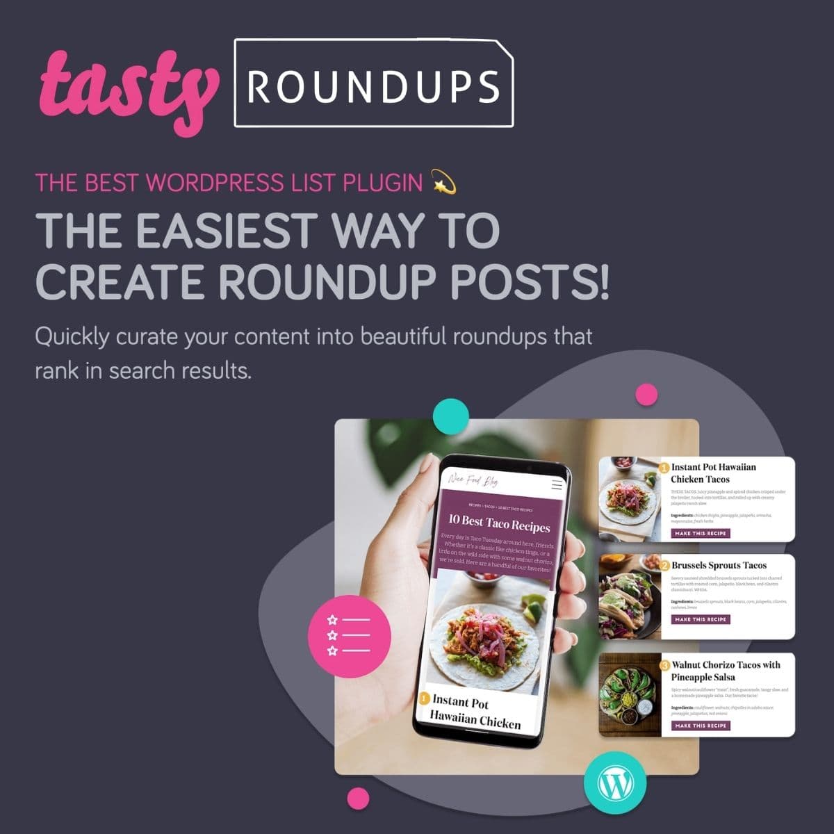 Screenshot of Tasty Roundups Plugin interface