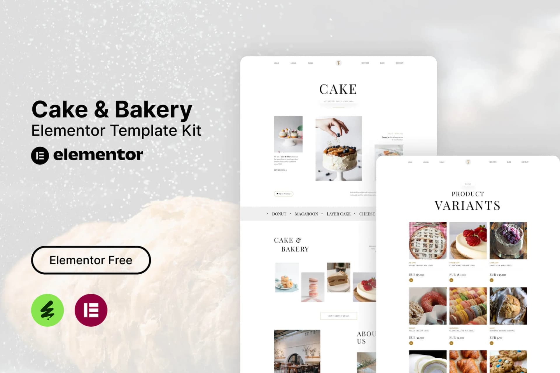 Tiffa - Cake & Bakery Zestaw szablonów Elementor