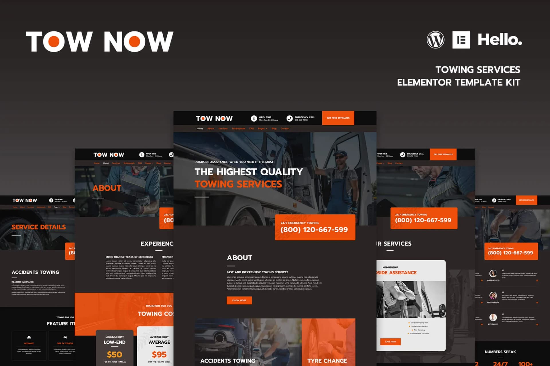 Screenshot of Tow Now interface