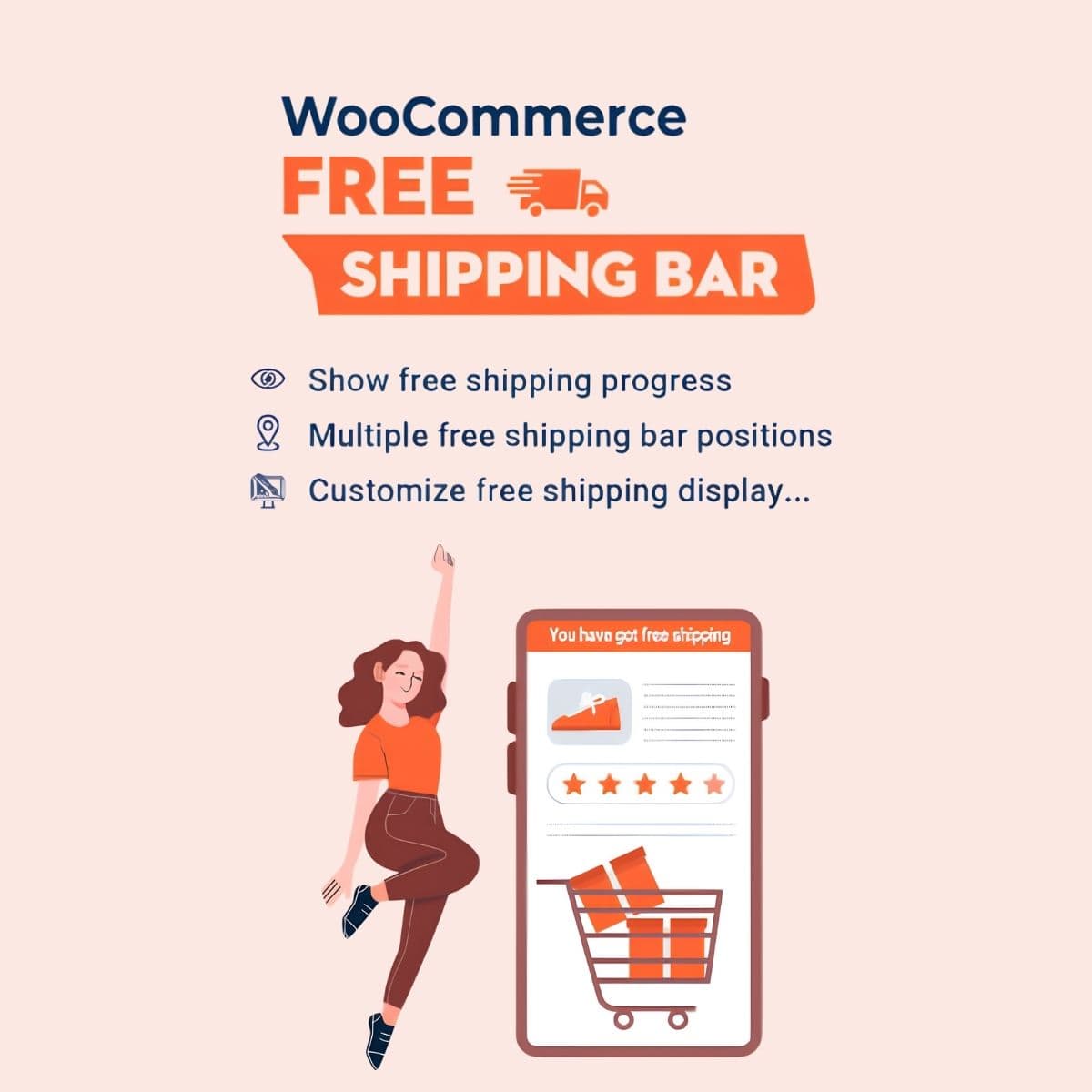 Screenshot of WooCommerce Free Shipping Bar interface