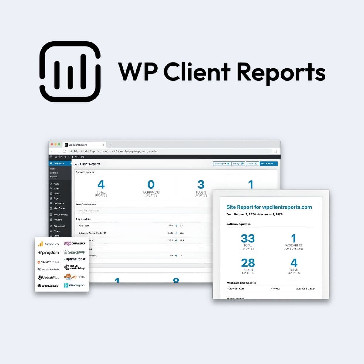 Screenshot of WP Client Reports Pro interface