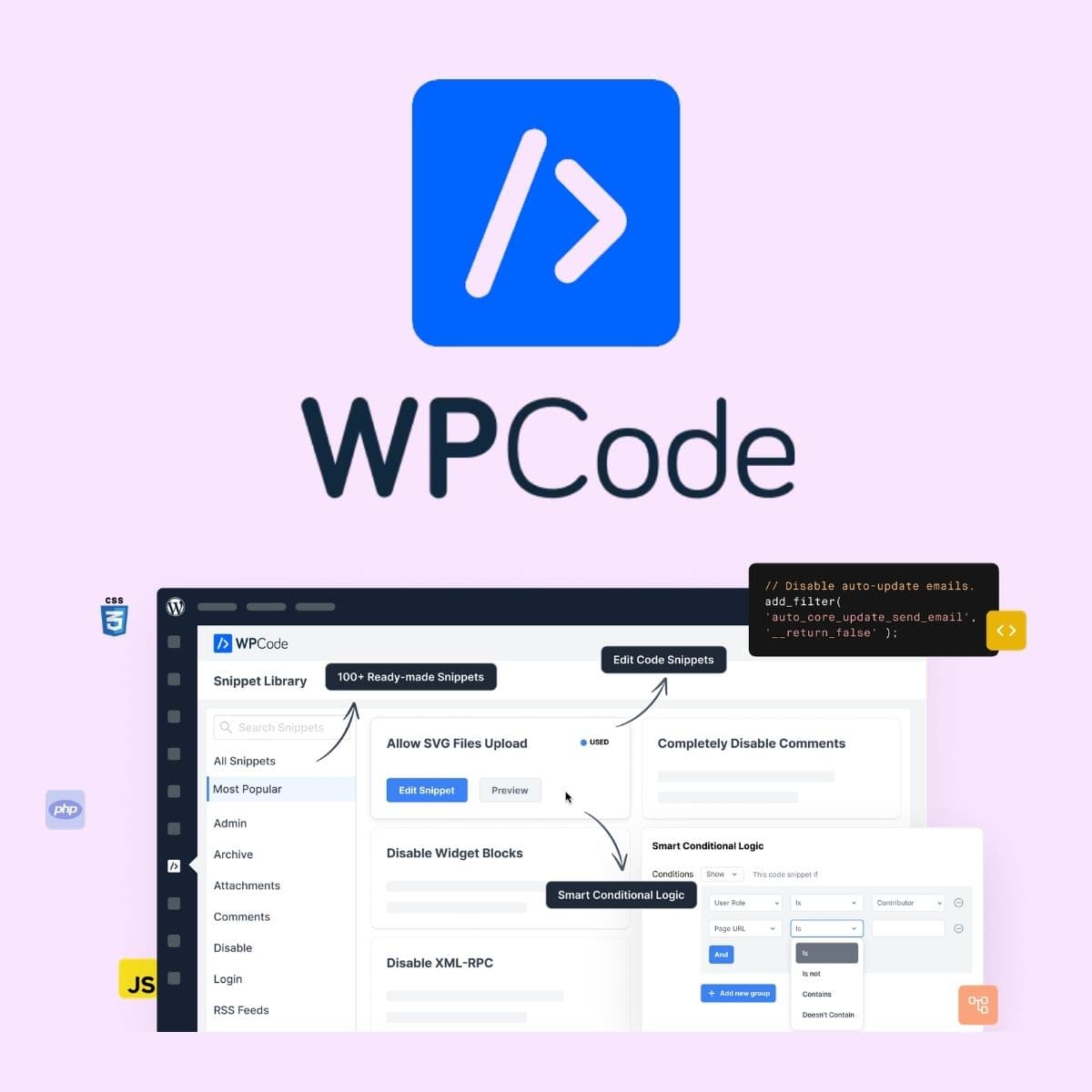 Screenshot of WPCode Pro interface