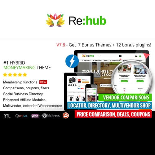 REHub - Price Comparison, Affiliate Marketing, Multi Vendor স্টোর, Community Theme