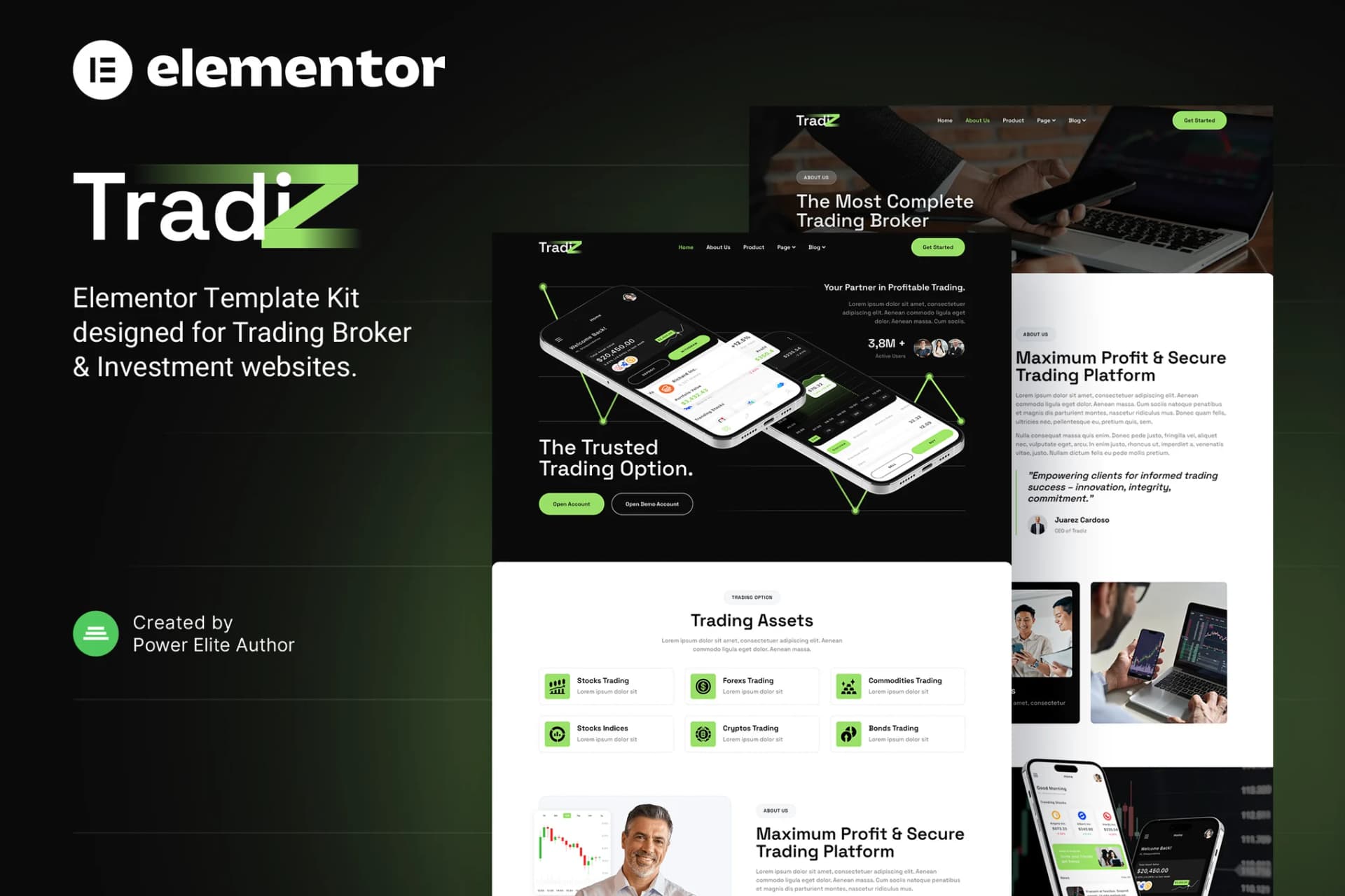 Tradiz - WordPress Plugin/Theme Screenshot of Tradiz interface